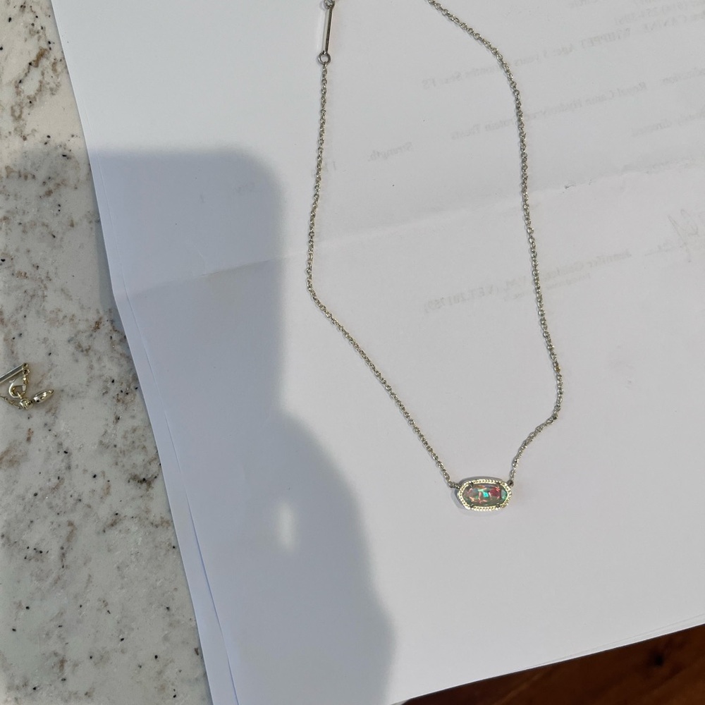 Kendra Scott Necklace with Iridescent Pendant - light gold color